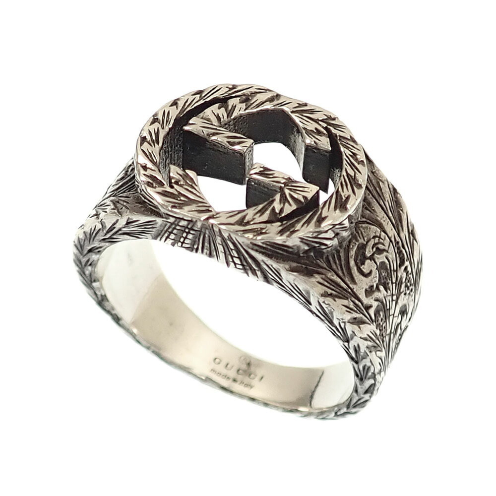Gucci Interlocking G Arabesque Ring, Men's, SV925, Size 21.5 (#22), 11.6g, Si...